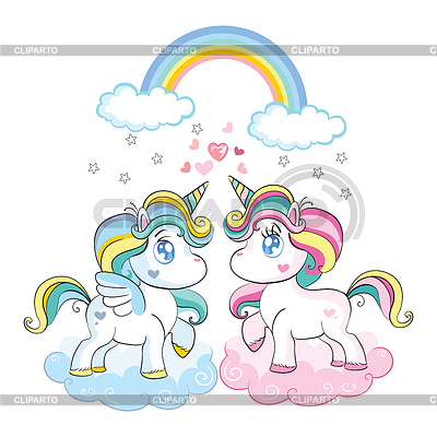 Cute baby unicorns character in cloud | Stock Vector Graphics |ID 7109939