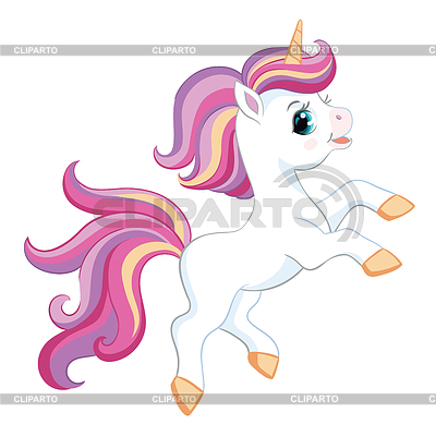 Cute cartoon unicorn with pink mane | Stock Vector Graphics |ID 7111325