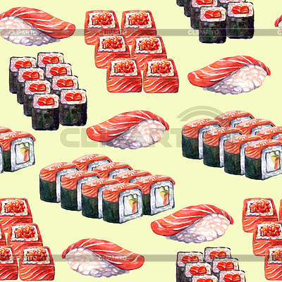 Seamless pattern with japanese food sushi and | High resolution stock illustration |ID 7168559