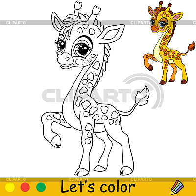 Cartoon cute baby giraffe coloring book page | Stock Vector Graphics |ID 7254140