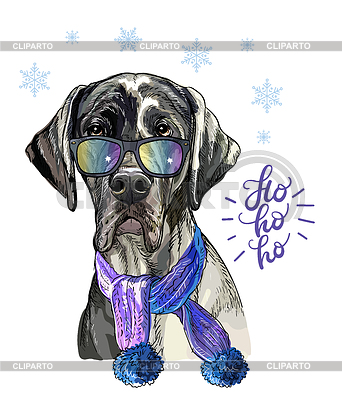 Perro de Navidad gran danés | Ilustración vectorial de stock |ID 7280115