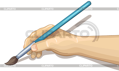 Pincel de explotación de mano de niño | Ilustración vectorial de stock |ID 7304569