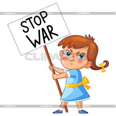 Angry girl with banner stop war | Stock Vector Graphics |ID 7318273