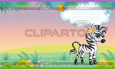 Cover for notebook with cute zebra in jungle | Stock Vector Graphics |ID 7361417