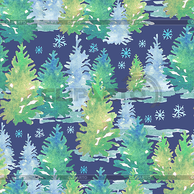 Seamless pattern Christmas tree winter forest | High resolution stock illustration |ID 7411995