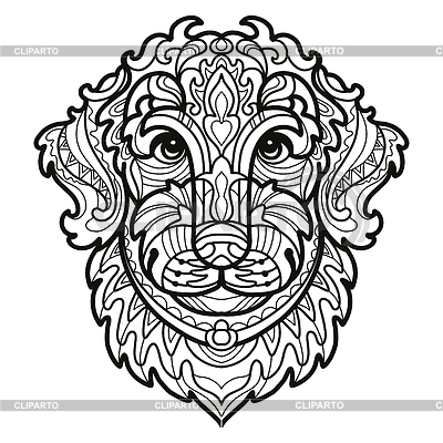 Página de libro para colorear con cabeza de perro perdiguero | Ilustración vectorial de stock |ID 7454527