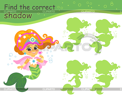 Encuentra la sirena linda de la sombra correcta | Ilustración vectorial de stock |ID 7474082