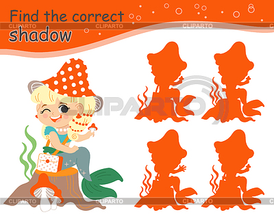 Encuentra la sirena de sombra correcta con setas | Ilustración vectorial de stock |ID 7474084