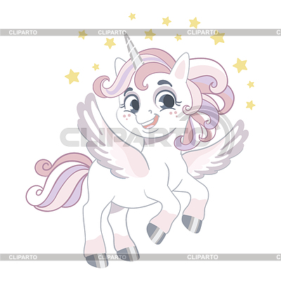 Lindo unicornio de dibujos animados | Ilustración vectorial de stock |ID 7530328