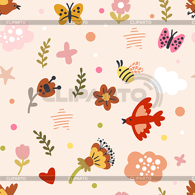 Patrón abstracto sin costuras cutes elementos de primavera | Ilustración vectorial de stock |ID 7534418