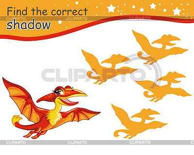 Find correct shadow of cute pterodactyl dinosaur | Stock Vector Graphics |ID 7557579