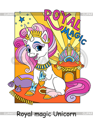 Happy unicorn queen and lettering royal unicorn | Stock Vector Graphics |ID 7573190