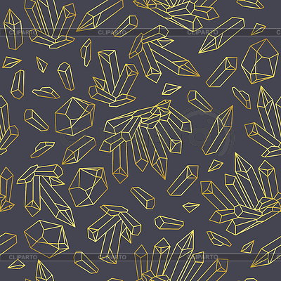 Patrón sin costuras de cristal dorado lineal mágico | Ilustración vectorial de stock |ID 7574119