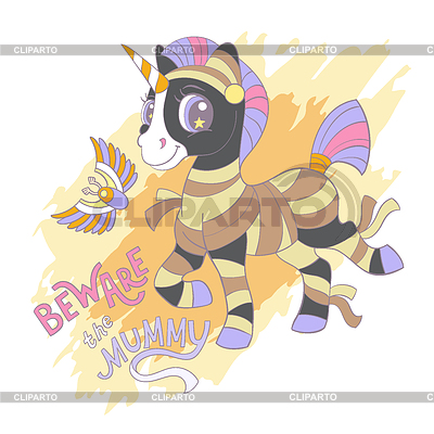Tarjeta de Halloween con unicornio | Ilustración vectorial de stock |ID 7604295