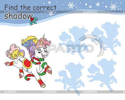 Encuentra el juego de sombras correcto para niños con Christma | Ilustración vectorial de stock |ID 7614694