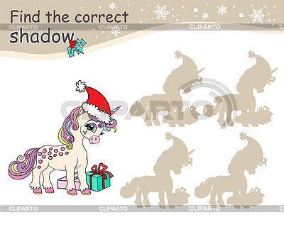 Encuentra el juego de sombras correcto para niños con Navidad | Ilustración vectorial de stock |ID 7614698