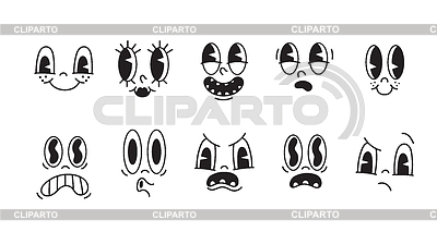 Conjunto de caras de emoción de personajes retro | Ilustración vectorial de stock |ID 7637444